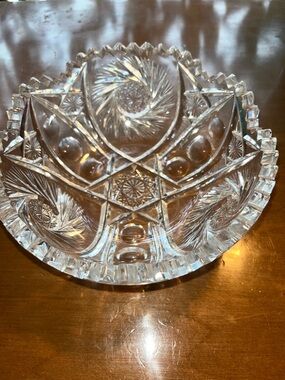 Antique American Brilliant Period Cut Glass Bowl - Buzzsaw Pinwheel & Hobstar